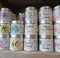 Tin Candles - Candles in a tin to celebrate any occasion from birthdays to anniversaries.